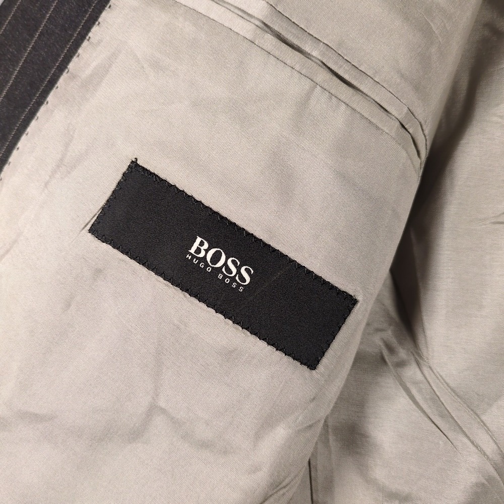 Hugo Boss Bertolucci Movie Suit Coat 44 LONG Gray Pinstripe Wool Sport Jacket - Picture 5 of 8
